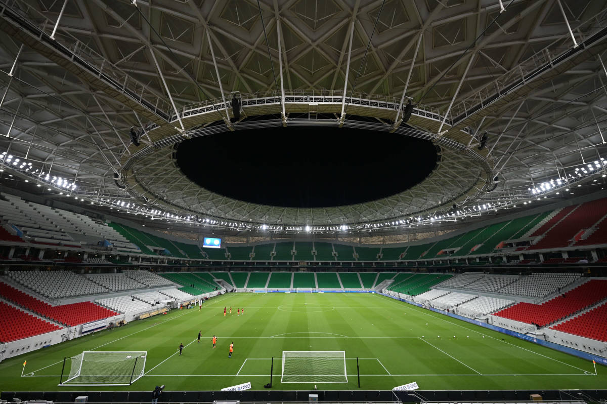 A general view from inside Al Thumama Stadium