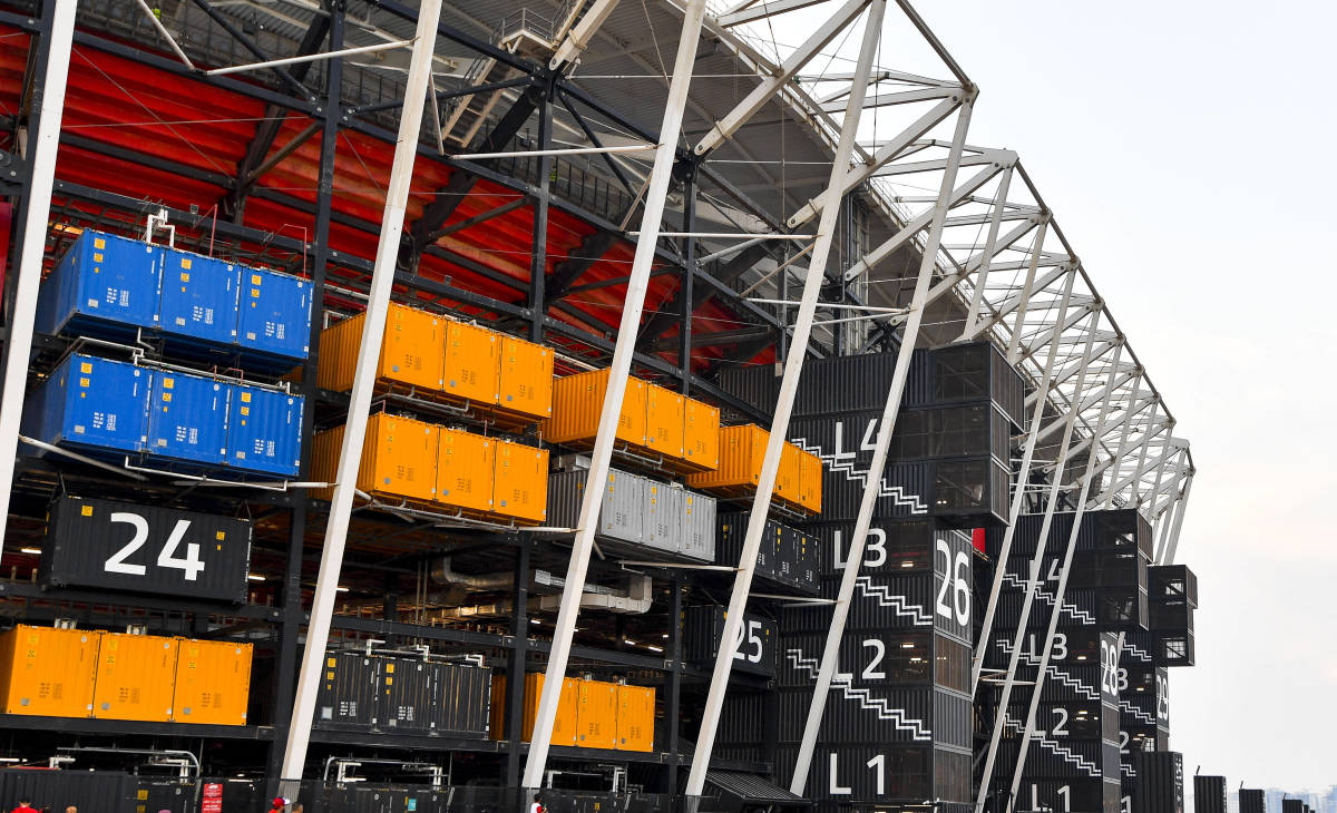 A general view from outside Stadium 974 in Qatar