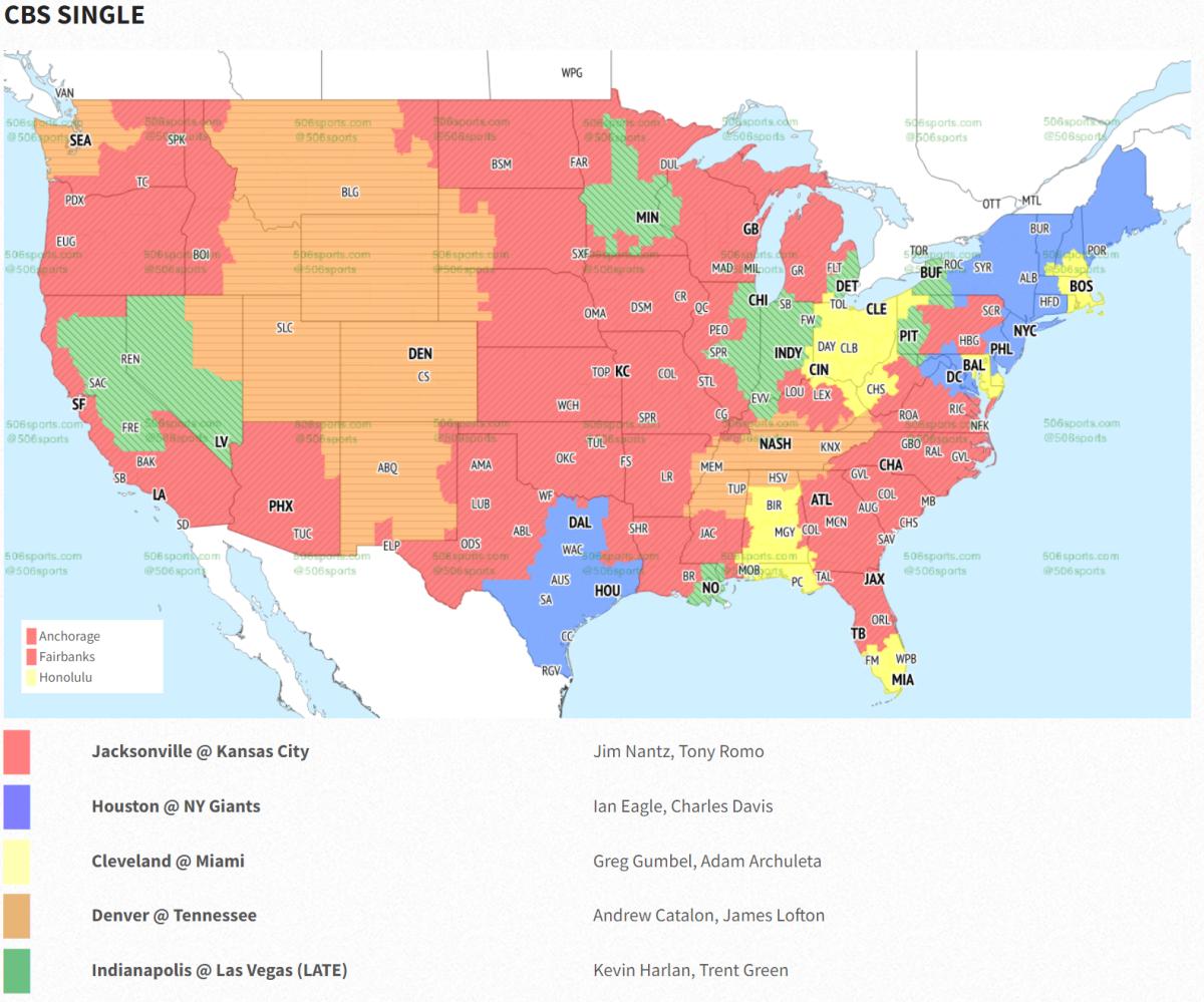 NFL Week 10 Coverage Map: Who Can Watch Arizona Cardinals-Los