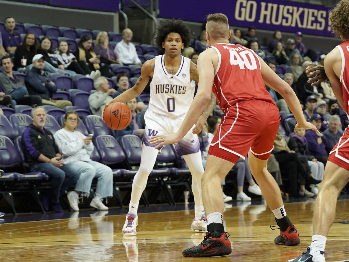 Koren Johnson looks to make a play against Utah Tech.