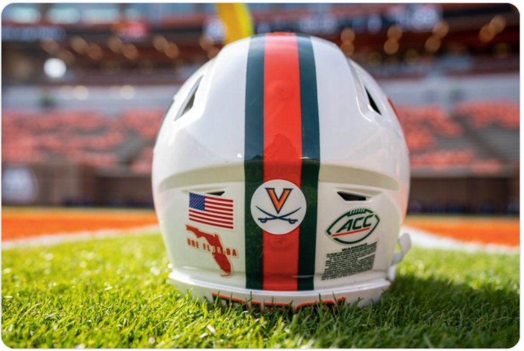 Miami Hurricanes Sport UVA Helmet Stickers To Honor Fallen Cavaliers