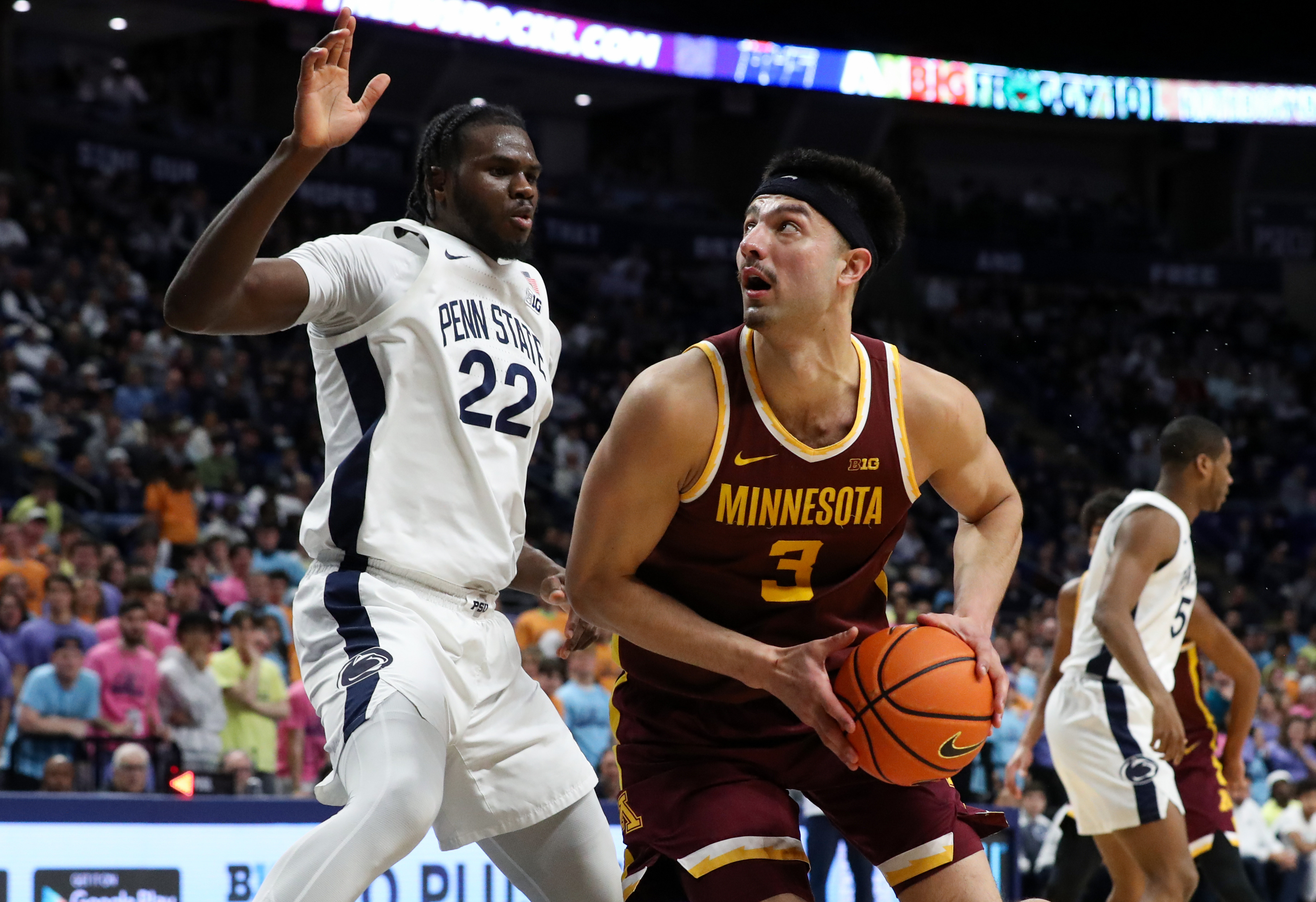 Dawson Garcia goes up for a shot against Penn State