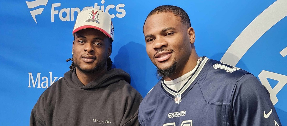 Las Vegas Raiders WR Davante Adams and Dallas Cowboys LB Micah Parsons at the Make-A- Wish event today in Las Vegas, Nevada.