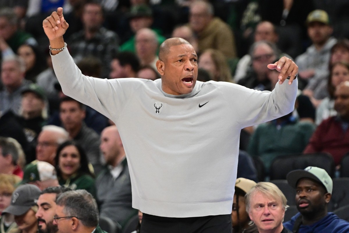 Milwaukee Bucks head coach Doc Rivers reacts 