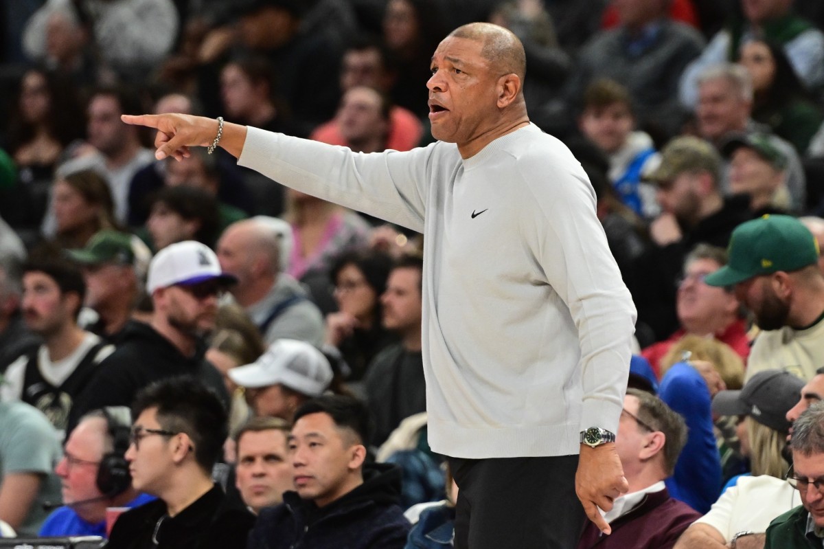 Milwaukee Bucks head coach Doc Rivers calls a play