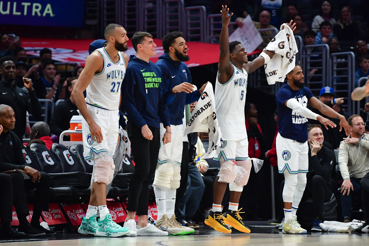 Timberwolves bench celebrates