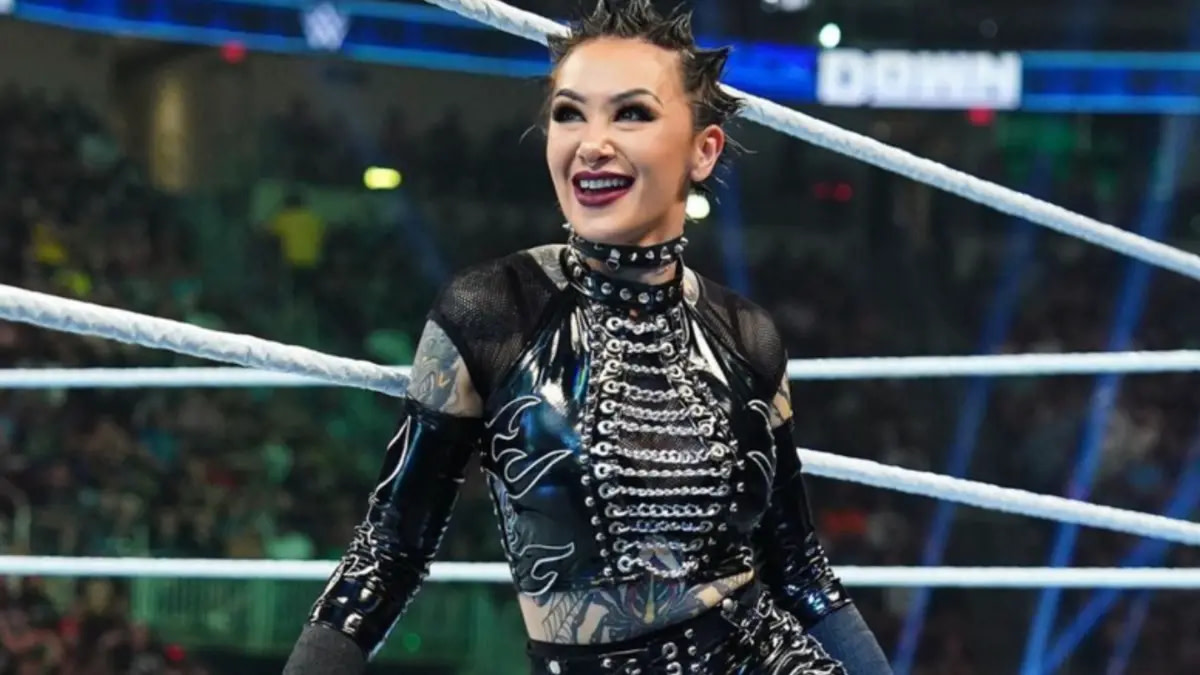 WWE SmackDown superstar Shotzi ready to enter the ring for a match.