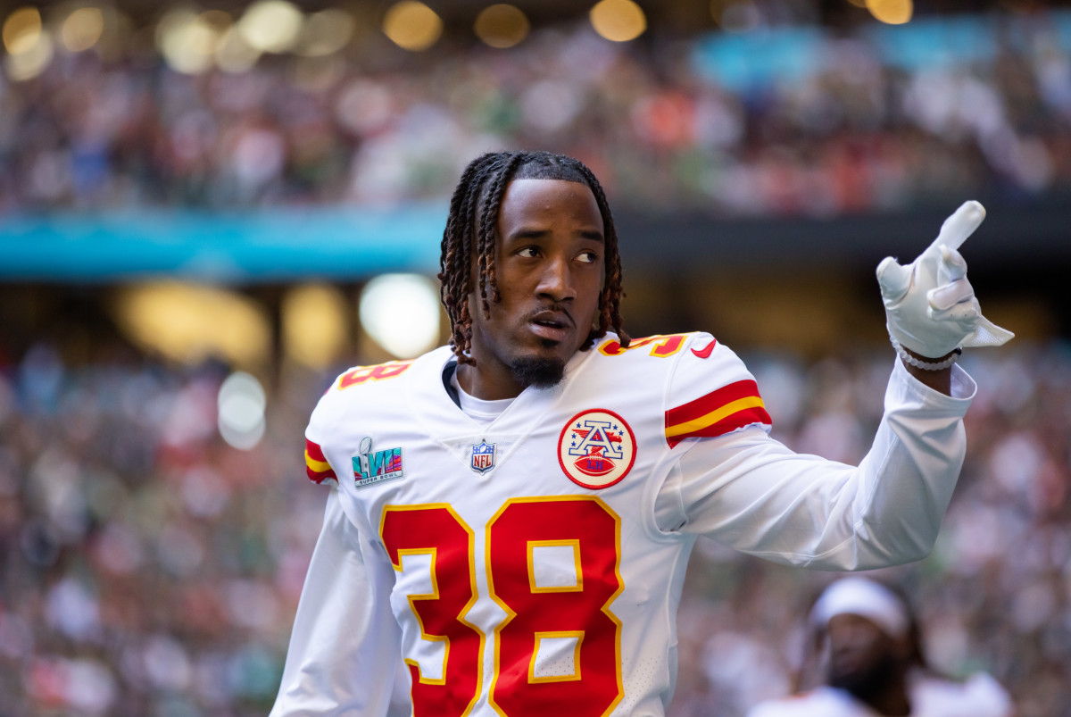 Kansas City Chiefs cornerback L'Jarius Sneed (38) against the Philadelphia Eagles during Super Bowl LVII at State Farm Stadium.