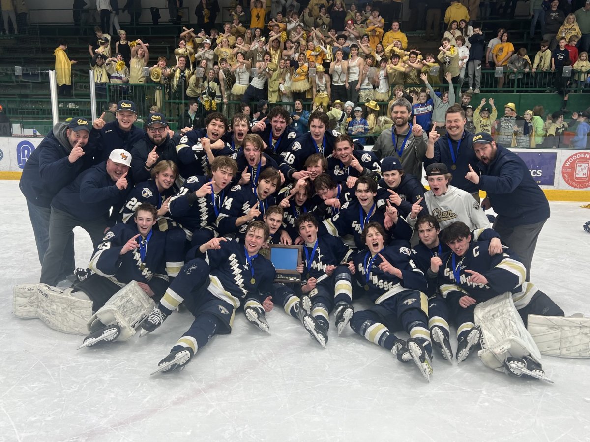 Chanhassen Storm celebrate the Section 2AA championship over previously unbeaten Minnetonka.