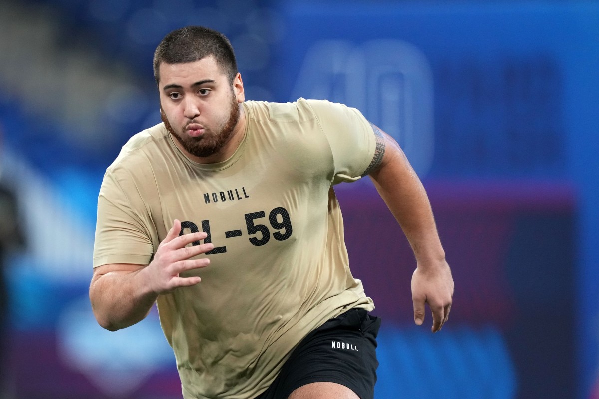 Former Kansas Jayhawks offensive guard Dominick Puni could be an option for a guard-needy Raiders team in this year's draft.