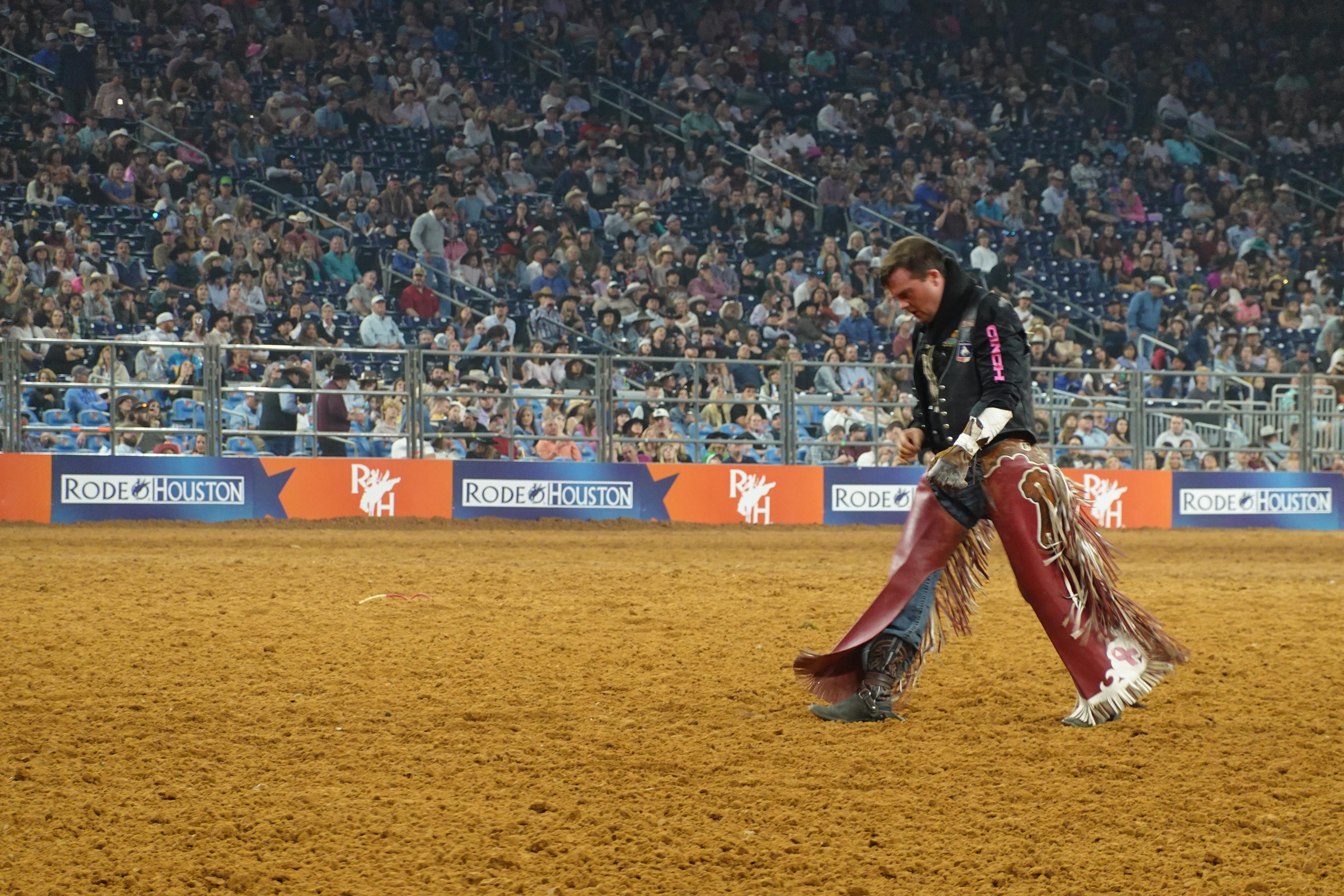 Professional Bareback Rider Shane O'Connell competes in the second round of Rodeo Houston 2024.
