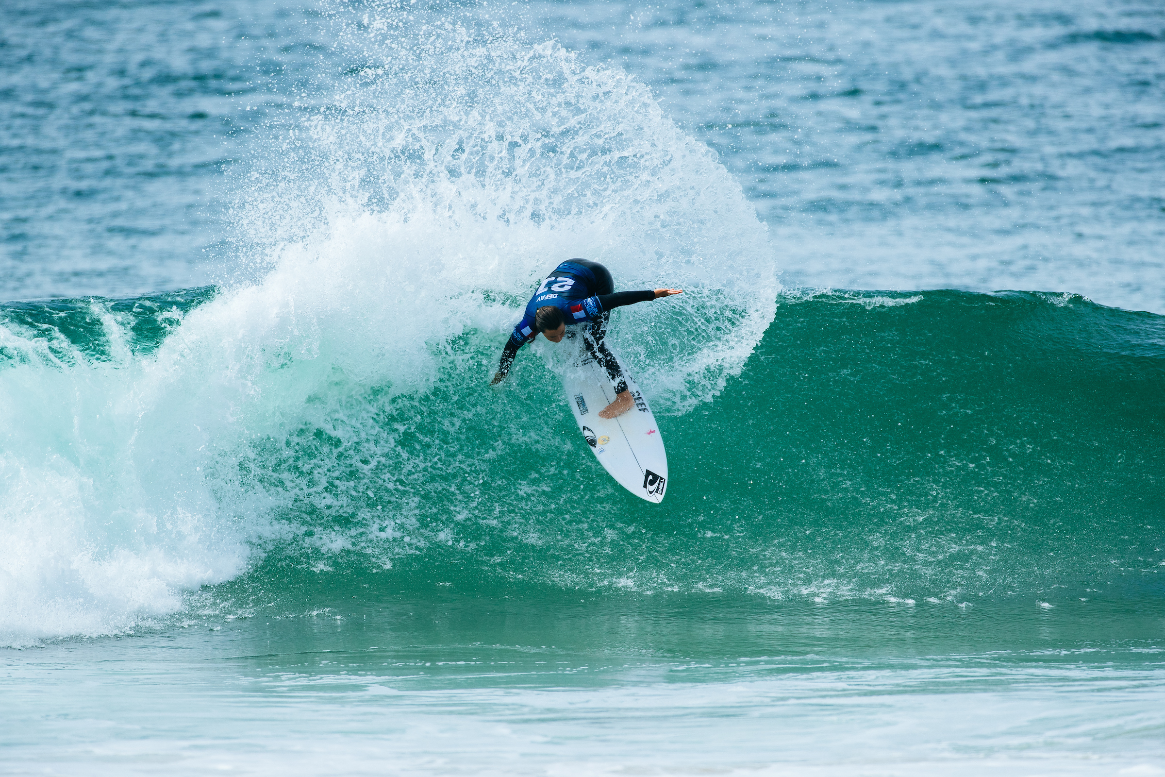 Johanne Defay at Supertubos at the MEO Rip Curl Pro Portugal in Peniche.