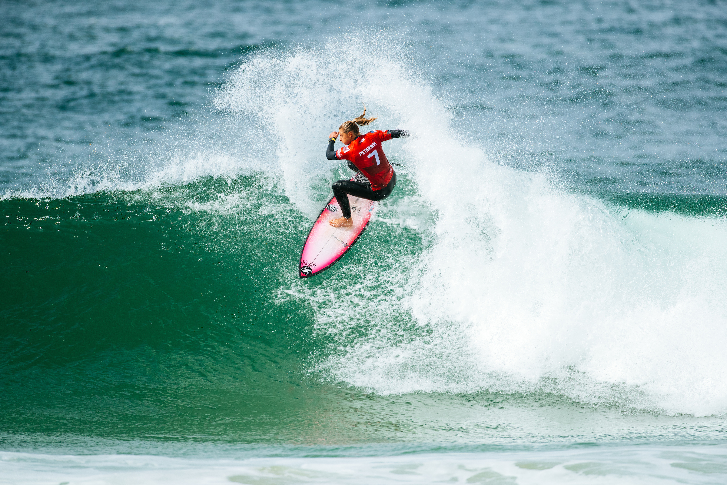 Lakey Peterson at Supertubos at the MEO Rip Curl Pro Portugal in Peniche.