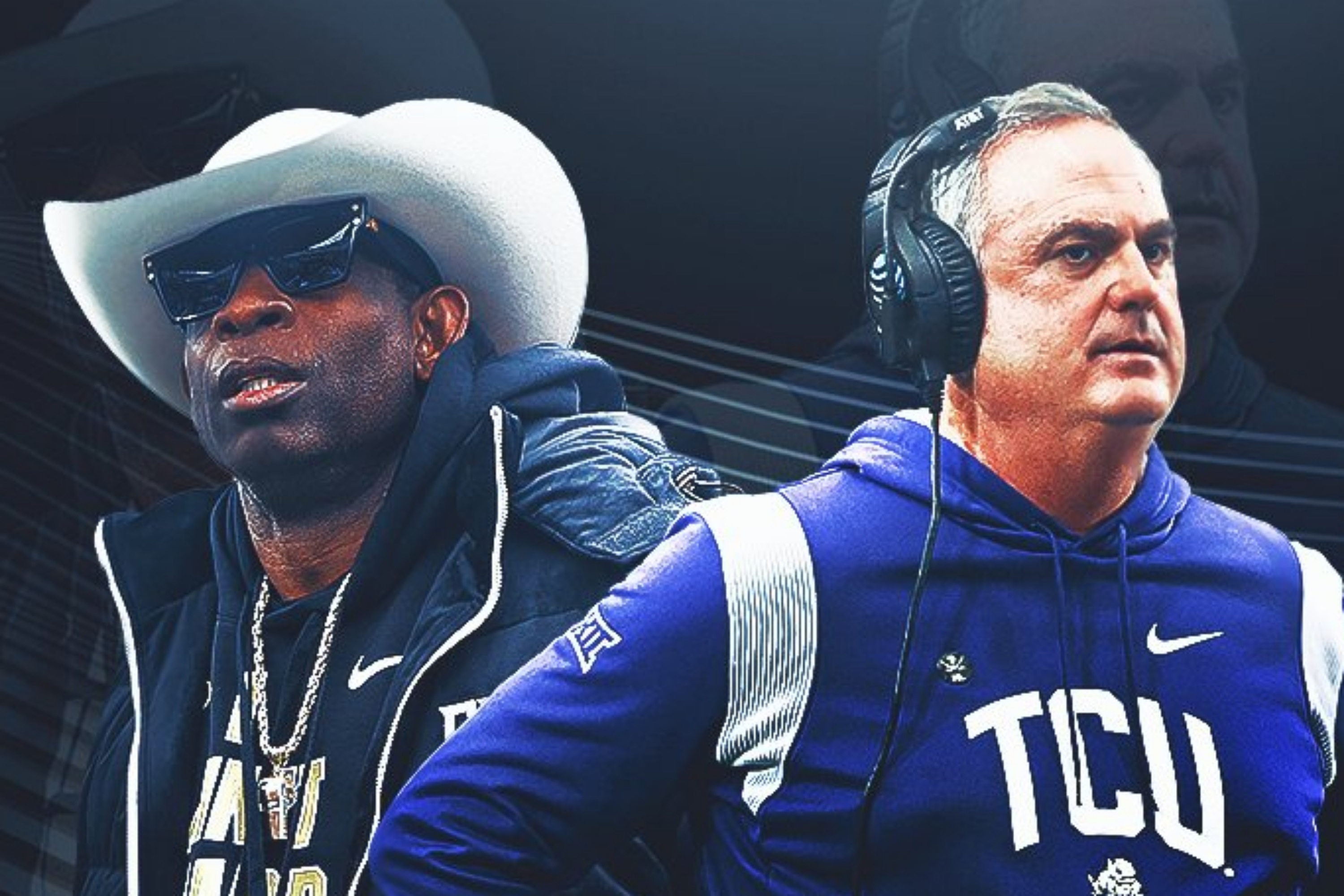 Colorado's Deion Sanders and TCU's Sonny Dykes graphic by FOX Sports
