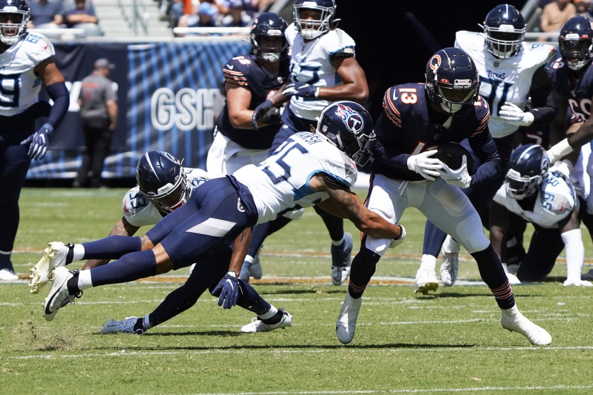 August 12, 2023 - Tennessee Titans quarterback Malik Willis (7) runs in a  touchdown during NFL preseason football game between the Chicago Bears vs  the Tennessee Titans in Chicago, IL Stock Photo - Alamy