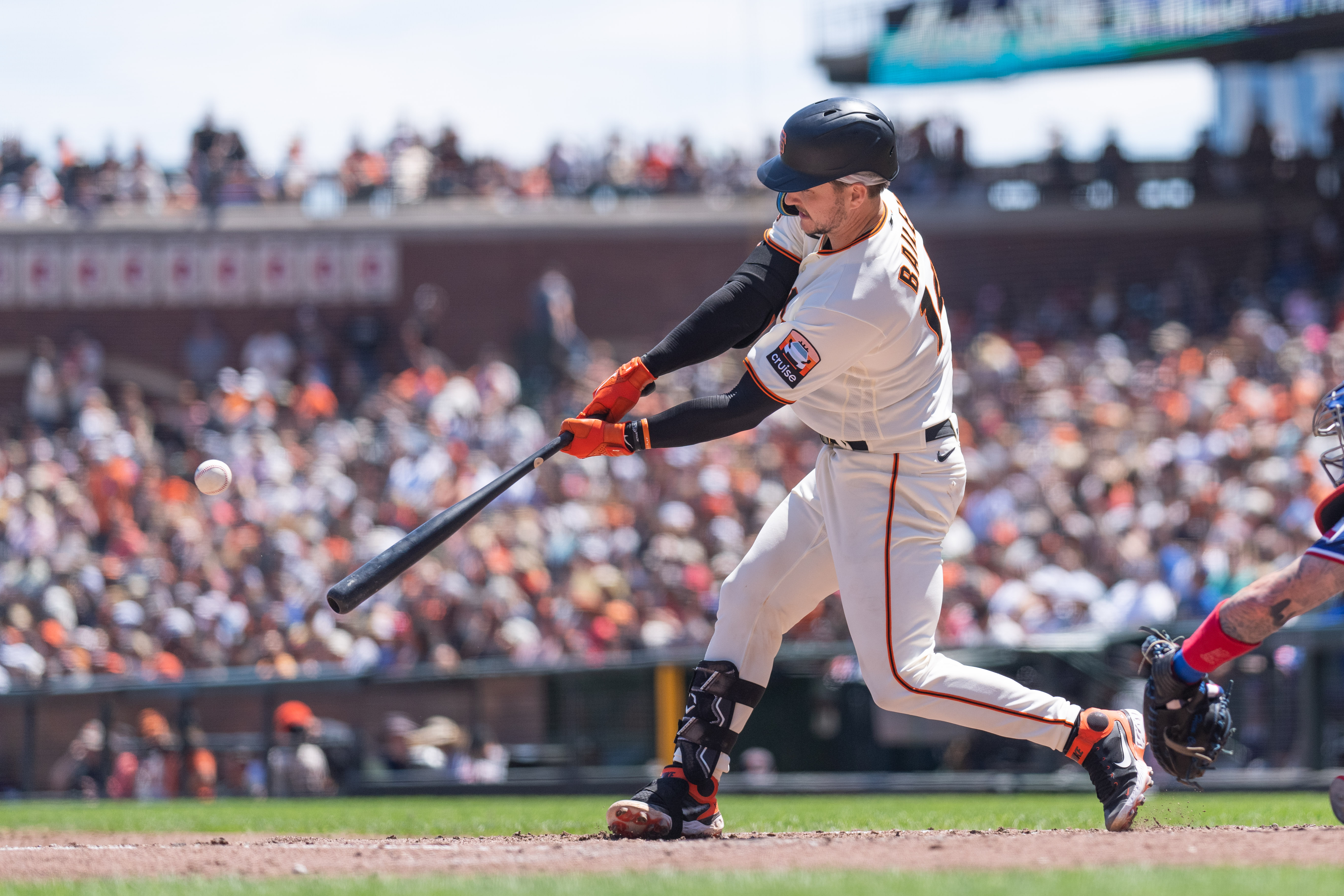 San Francisco Giant outfielder Luis González (51)at bat during MLB regular  season game between the Oakland Athletics and San Francisco Giants at  Oracle Park in San Francisco, Calif. on Apr. 27, 2022.