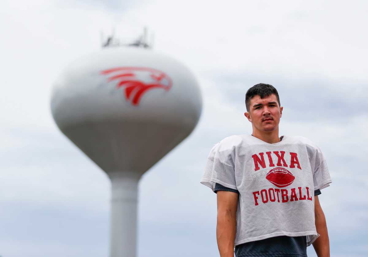 4-star OT Jackson Cantwell during football practice in Nixa, Missouri, on July 18, 2022. (Photo by Nathan Papes of the Springfield News-Leader)