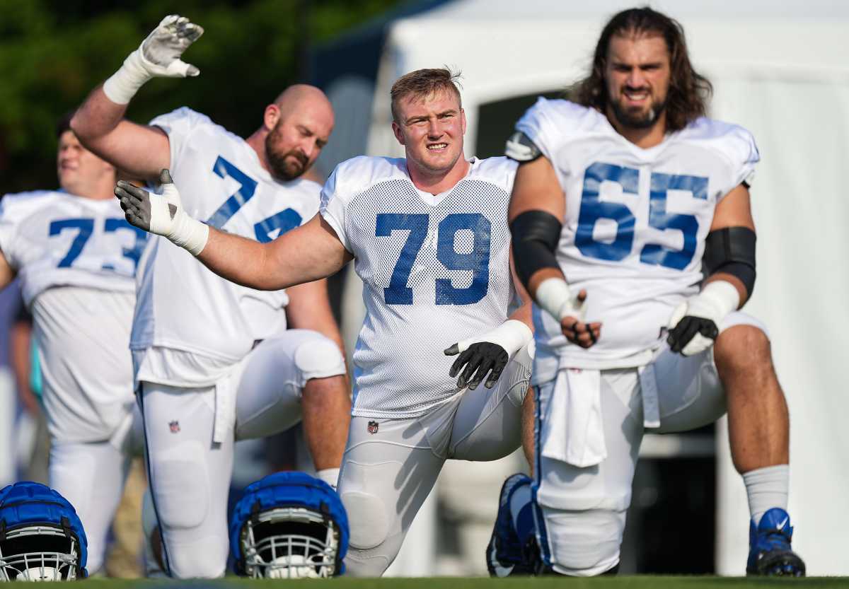 Indianapolis Colts tackle Blake Freeland (73) in action during the