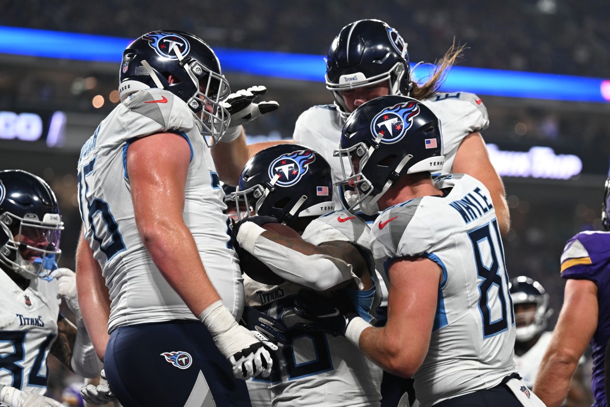 Minnesota Vikings linebacker Luiji Vilain (43) in action during an NFL  preseason football game against the Tennessee Titans, Saturday, Aug. 19,  2023 in Minneapolis. Tennessee won 24-16. (AP Photo/Stacy Bengs Stock Photo  - Alamy