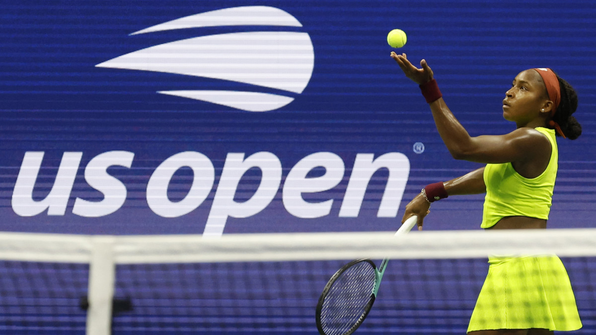 Coco Gauff in her opening match at the U.S. Open.