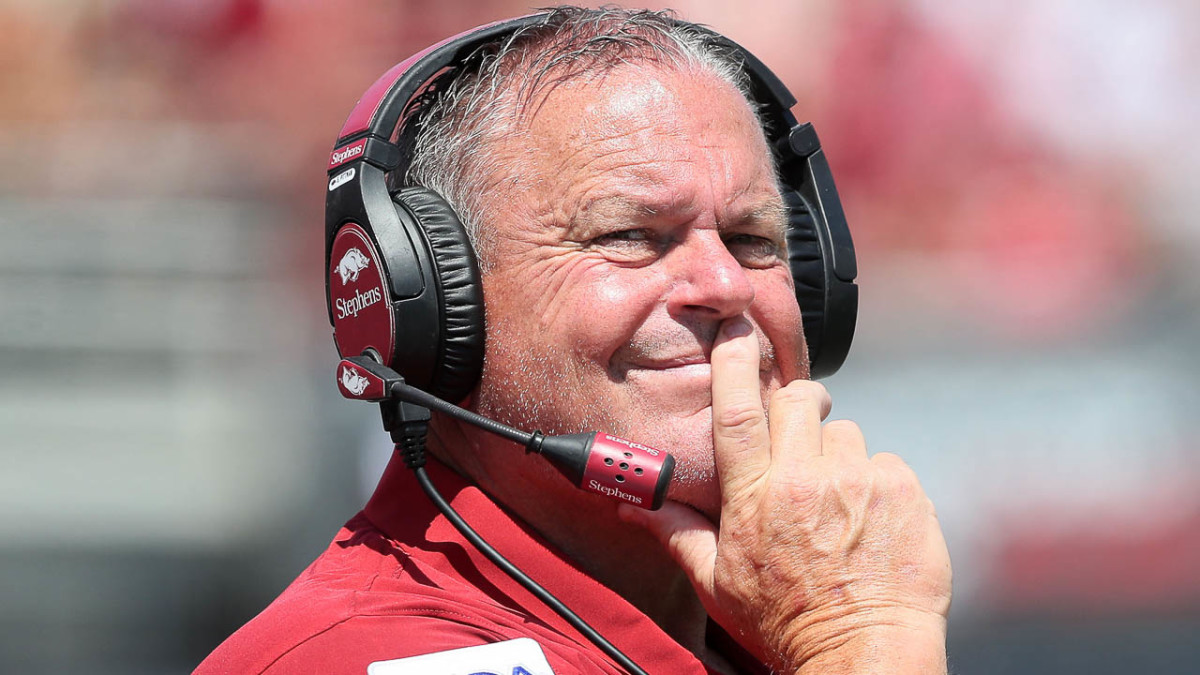 Razorbacks coach Sam Pittman during game with Western Carolina in Little Rock