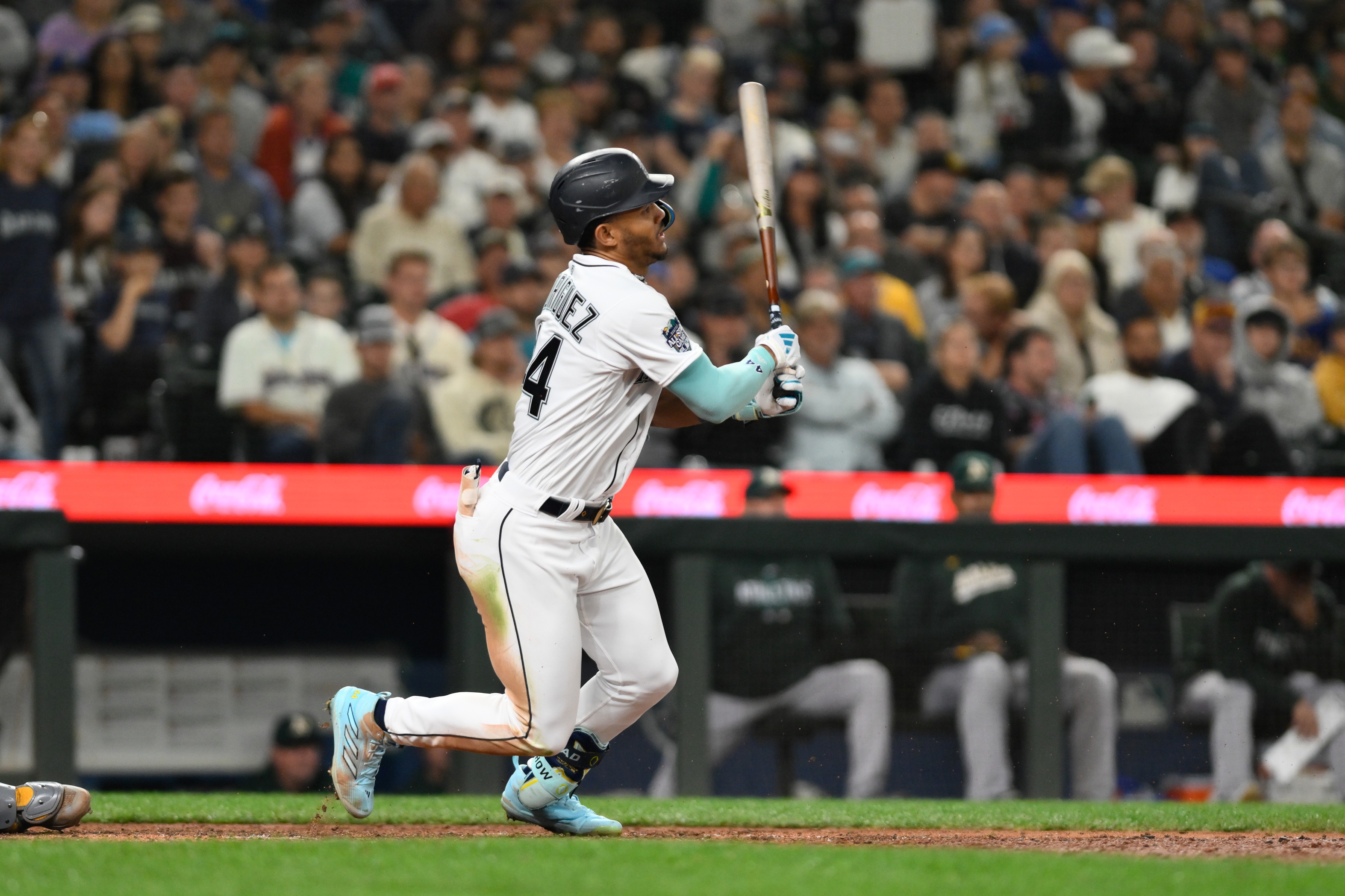 Julio Rodriguez Game Used Marineros Jersey - 2 for 3, HR, RBI, 2 R, HBP,  SB. Worn during 25th SB, became 3rd 25-25 rookie in MLB history