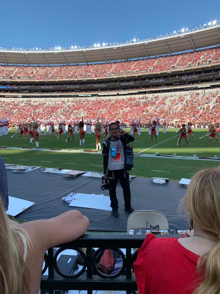 Oscar Clériga on the field at Bryant-Denny Stadium