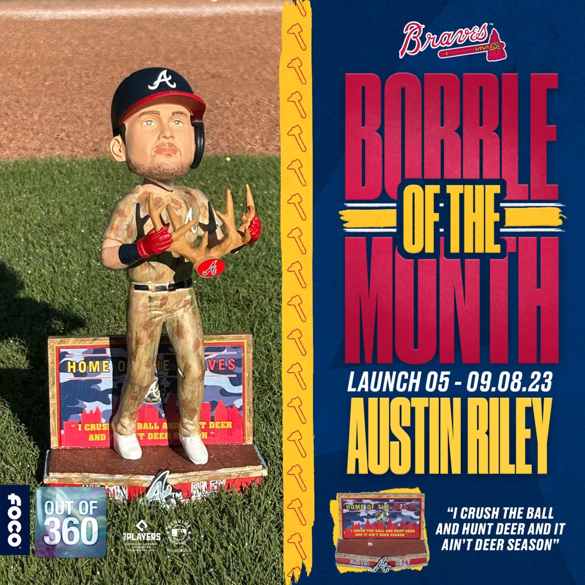 Austin Riley Bobblehead of the Month from FOCO - deer hunter, hunting