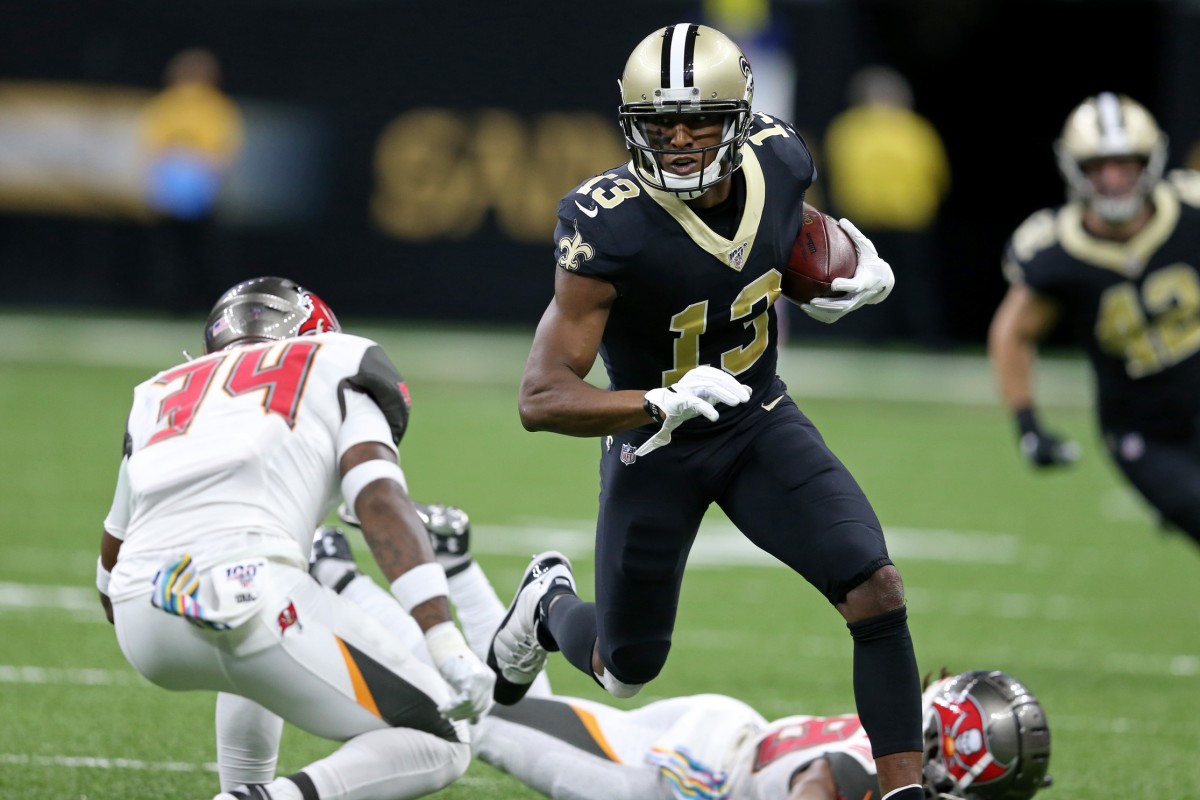 Michael Thomas of the New Orleans Saints runs during a game against