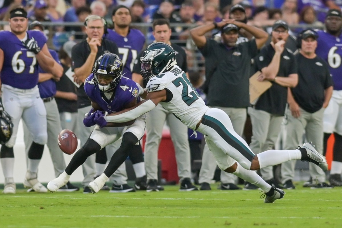 Josh Jobe of the Philadelphia Eagles looks on against the