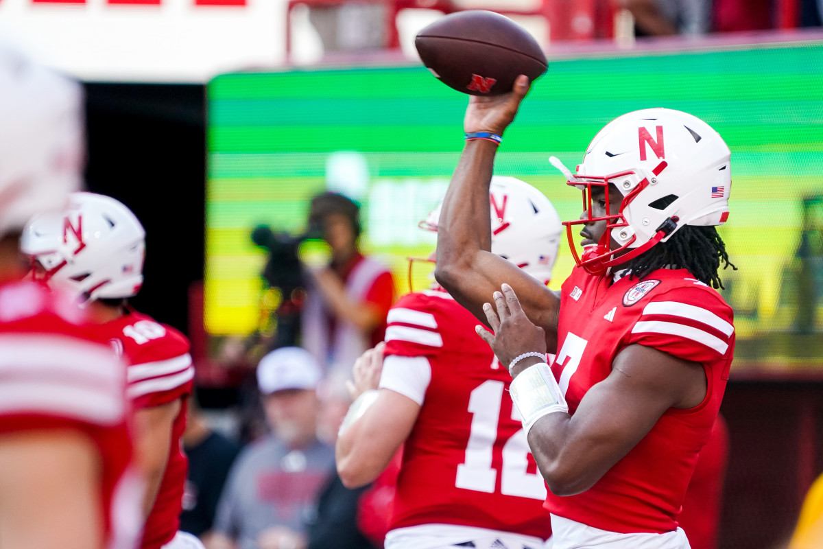 Nebraska - NIU - Jeff Sims warms up