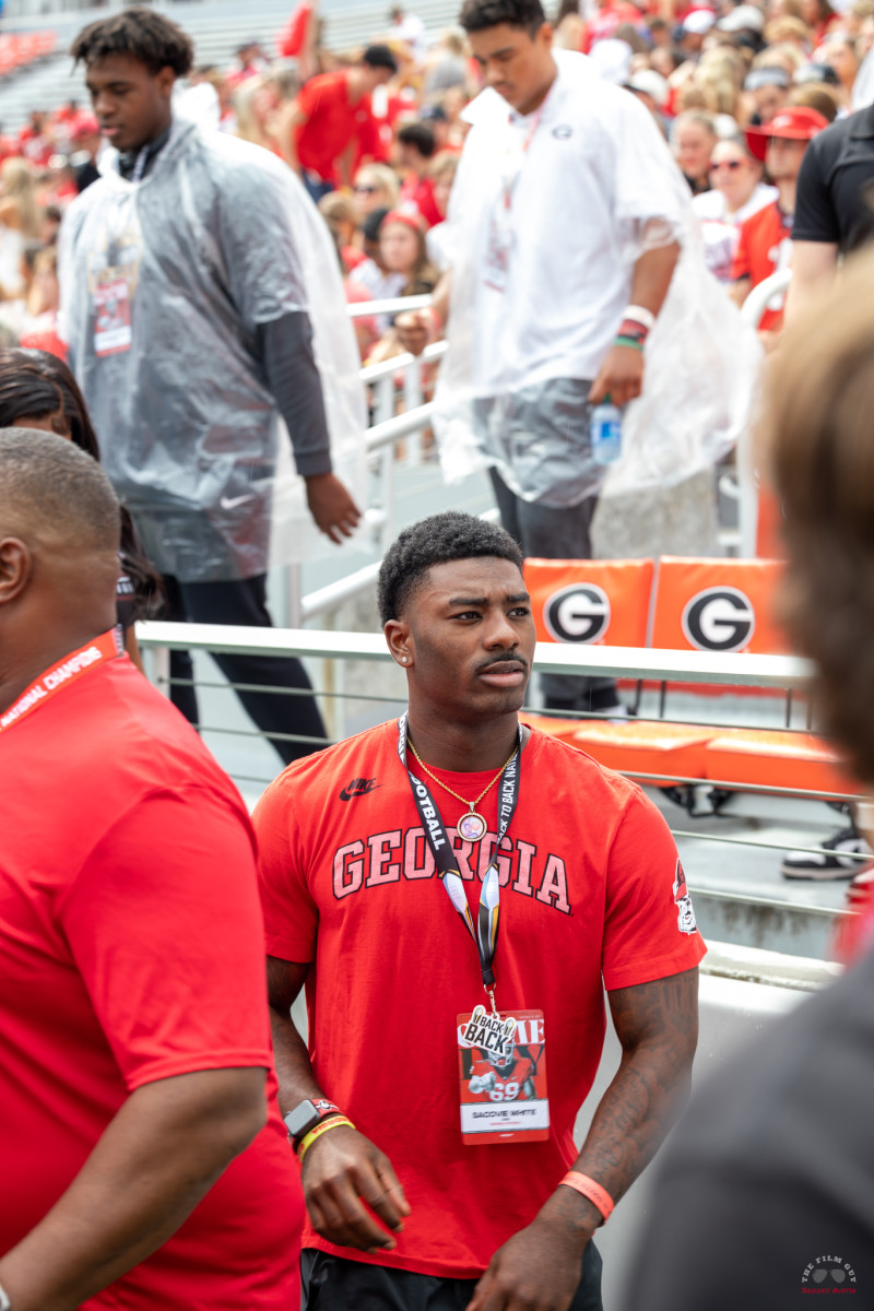 2024 UGA commit Sacovie White taking in South Carolina v. Georgia, Sept. 16, 2023. (Brooks Austin / Dawgs Daily).