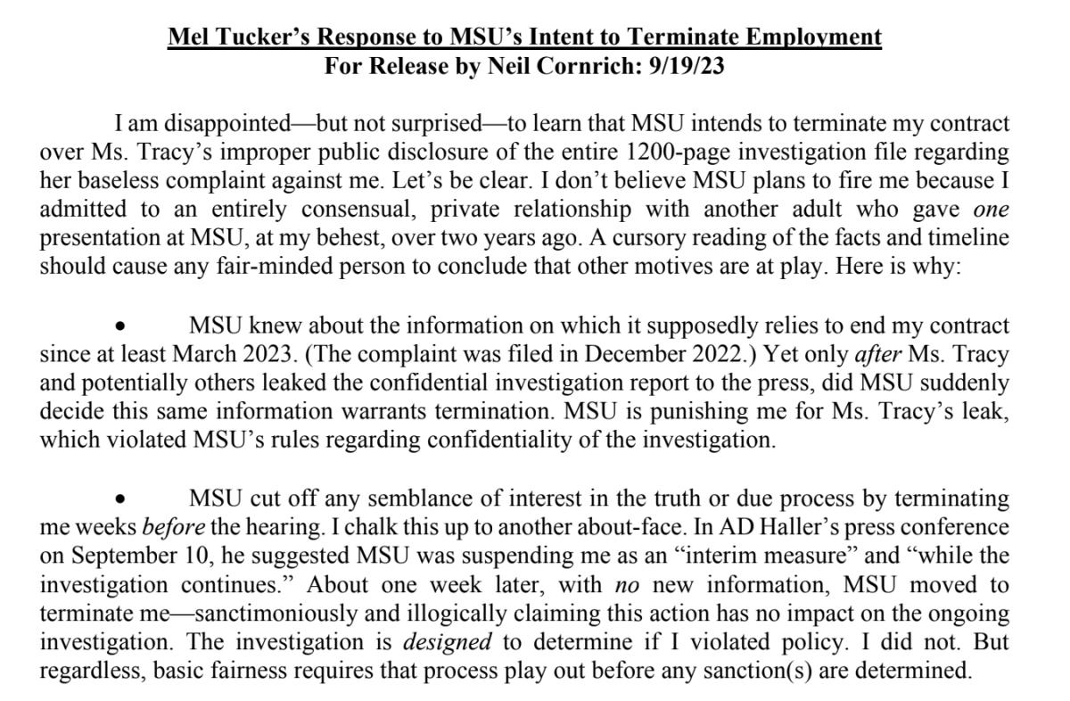 Mel Tucker statement 2a