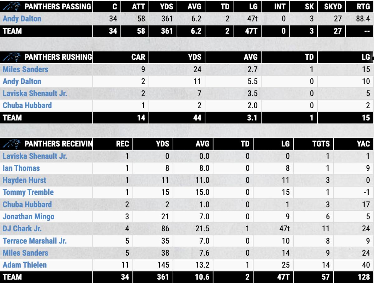 Carolina Panthers Season Statistics