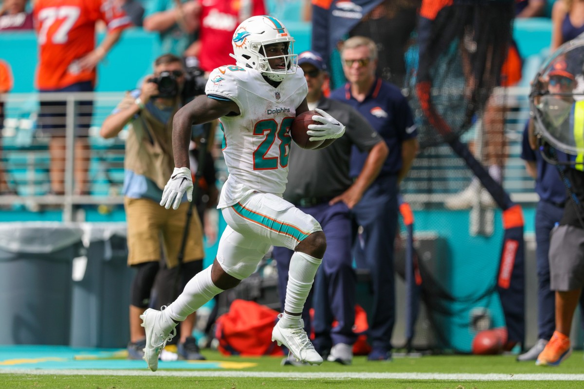 Dolphins rookie running back De'Von Achane rushed for 203 yards and two touchdowns against the Broncos in Week 3.