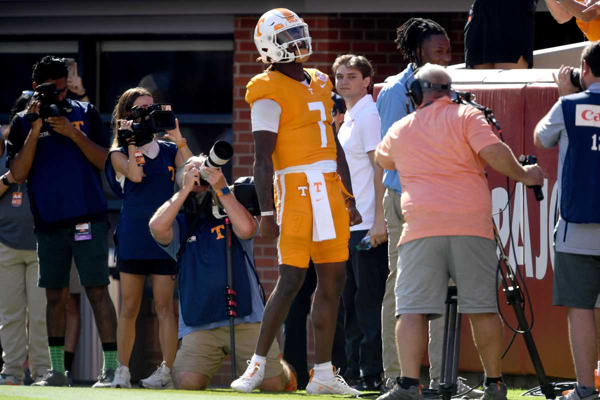 Tennessee Volunteers QB Joe Milton III during a win over UTSA. (Photo by Saul Young of the News Sentinel)