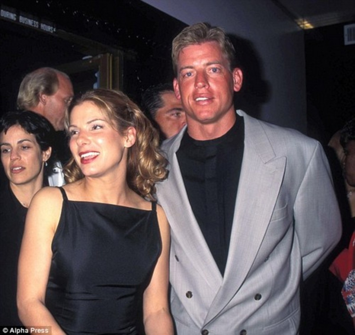 Troy Aikman and Sandra Bullock, years before "Tayvis" merged the worlds of NFL and celebrity. 