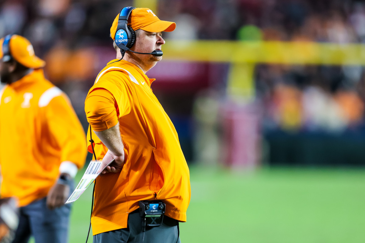 Tennessee Volunteers HC Josh Heupel during a loss to South Carolina in 2022. (Photo by Jeff Blake of USA Today Sports)