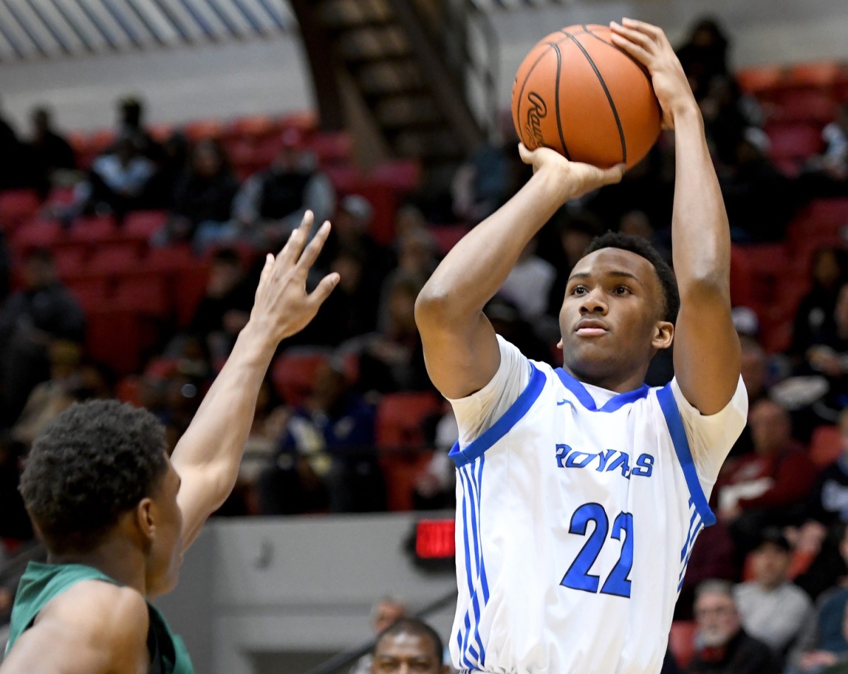 CVCA standout Darryn Peterson takes a shot against St. Vincent-St. Mary at Canton Memorial Civic Center, Saturday, Feb. 18, 2023.