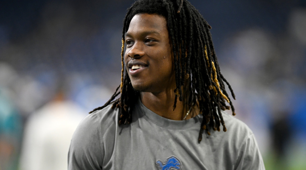 Aug 19, 2023; Detroit, Michigan, USA; Detroit Lions wide receiver Jameson Williams (9) walks off the field after their pre-season game against the Jacksonville Jaguars at Ford Field. Mandatory Credit: Lon Horwedel-USA TODAY Sports  