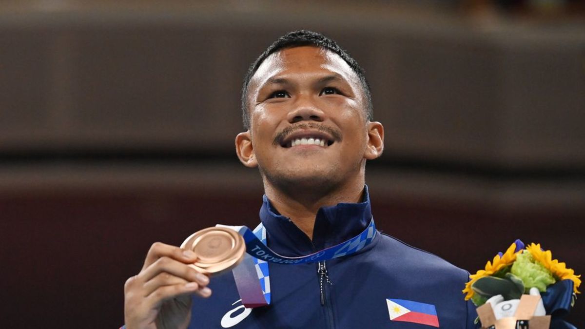 Olympic bronze medal winner Eumir Marcial is headed to the next round of the men’s 80kg boxing category of the Asian Games. LOUIS ROBAYO/GETTY IMAGES 