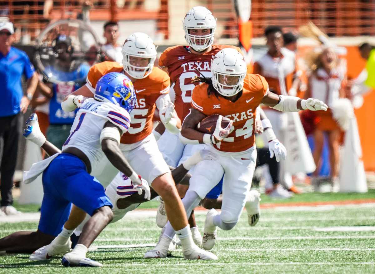 Jonathon Brooks breaks free vs. the Kansas Jayhawks