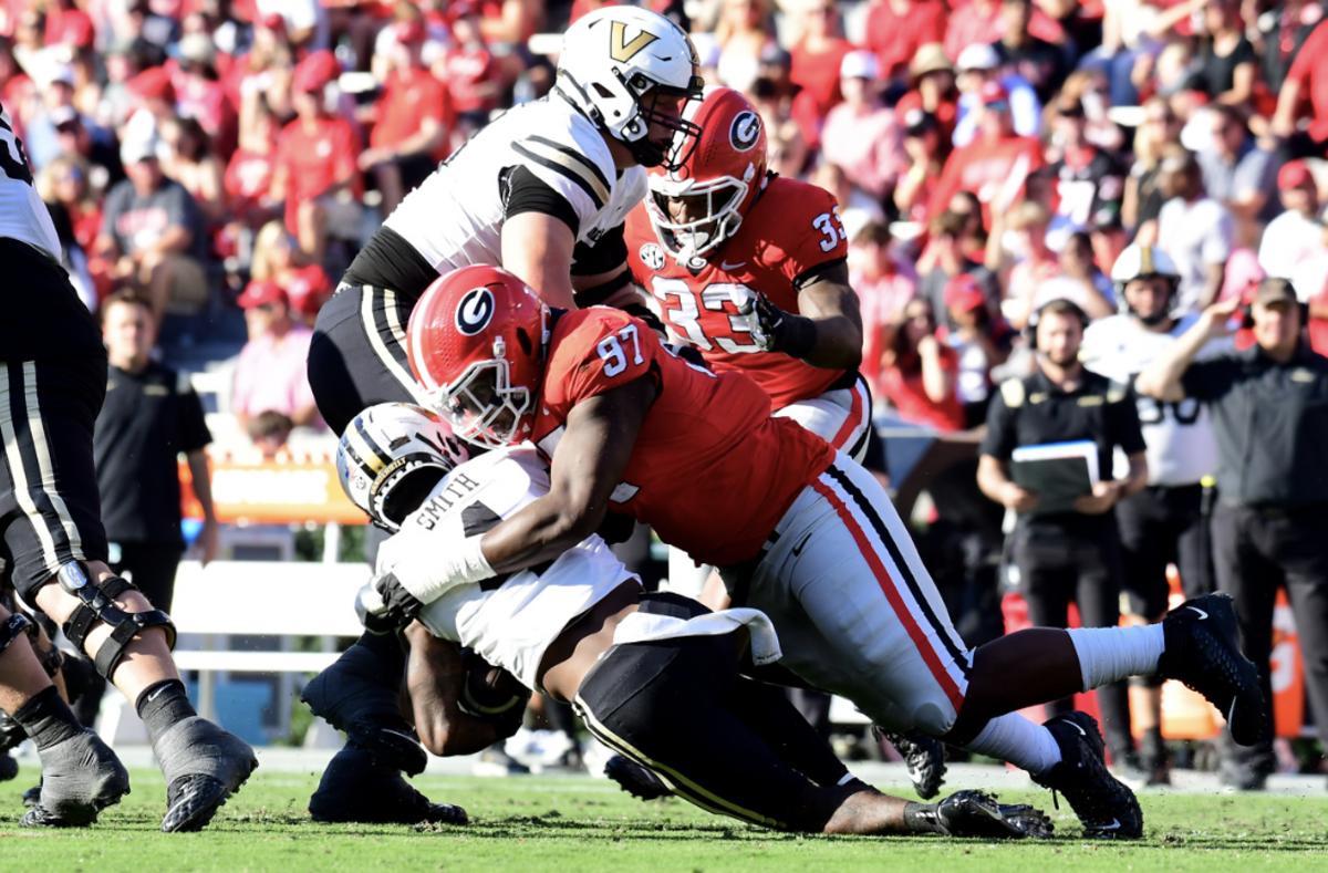 Georgia defensive lineman Warren Brinson during the Bulldogs' 55-0 win over Vanderbilt in a game played October 15, 2022, at Sanford Stadium at the University of Georgia in Athens, GA. Photo credit Perry McIntyre.