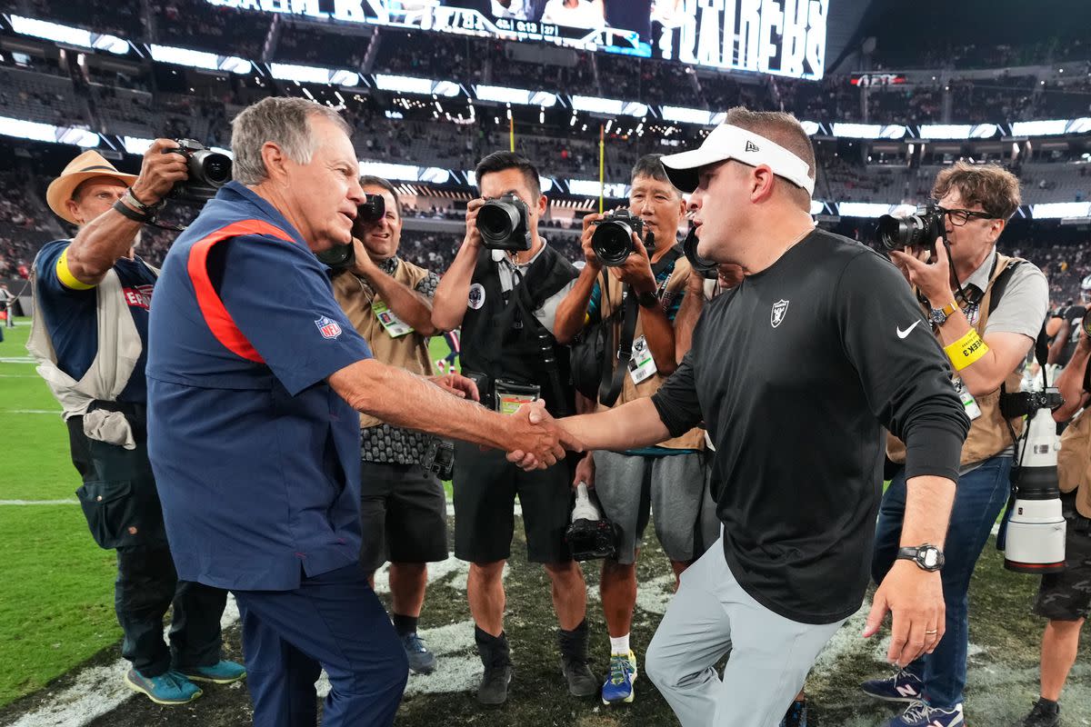 Bill Belichick and one of his coaching-tree failures, Josh McDaniels.