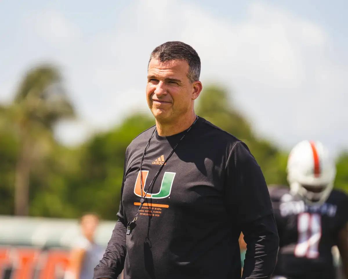 Miami head coach Mario Cristobal