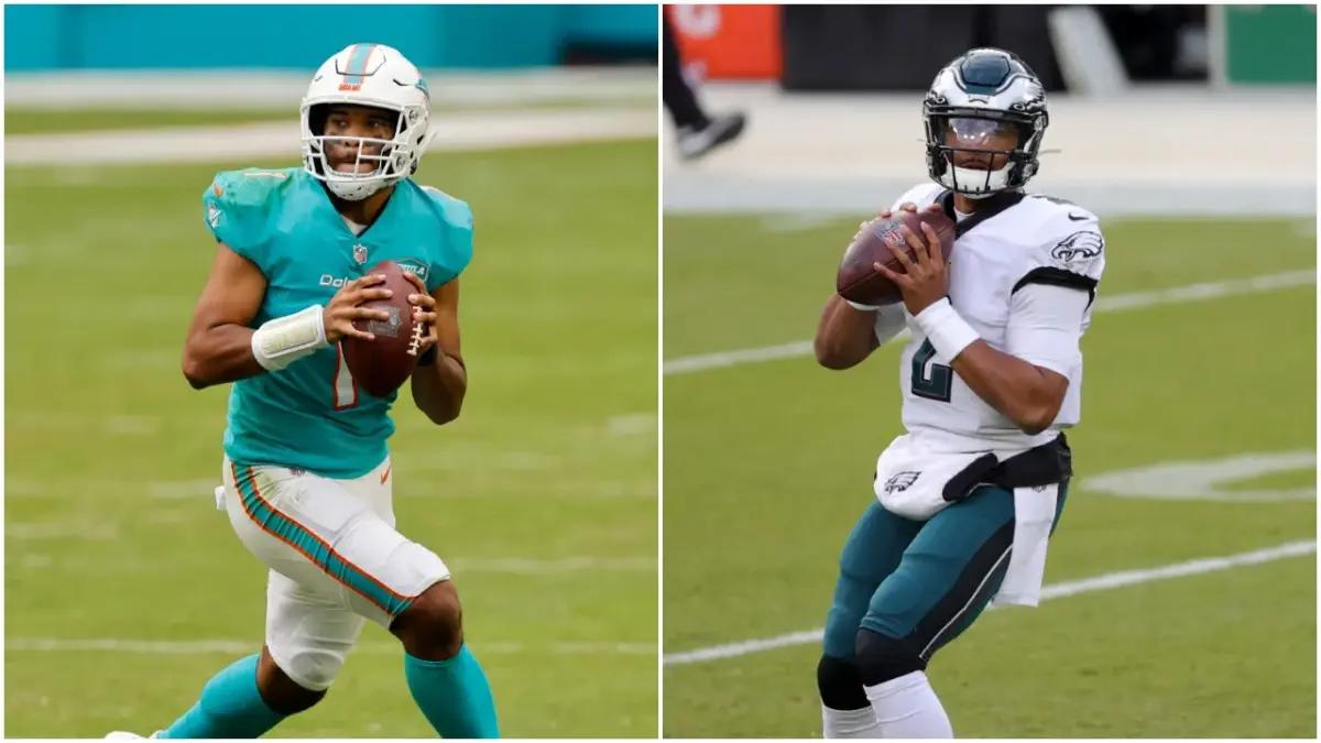 Philadelphia Eagles' Jalen Hurts, Miami Dolphins' Tua Tagovailoa