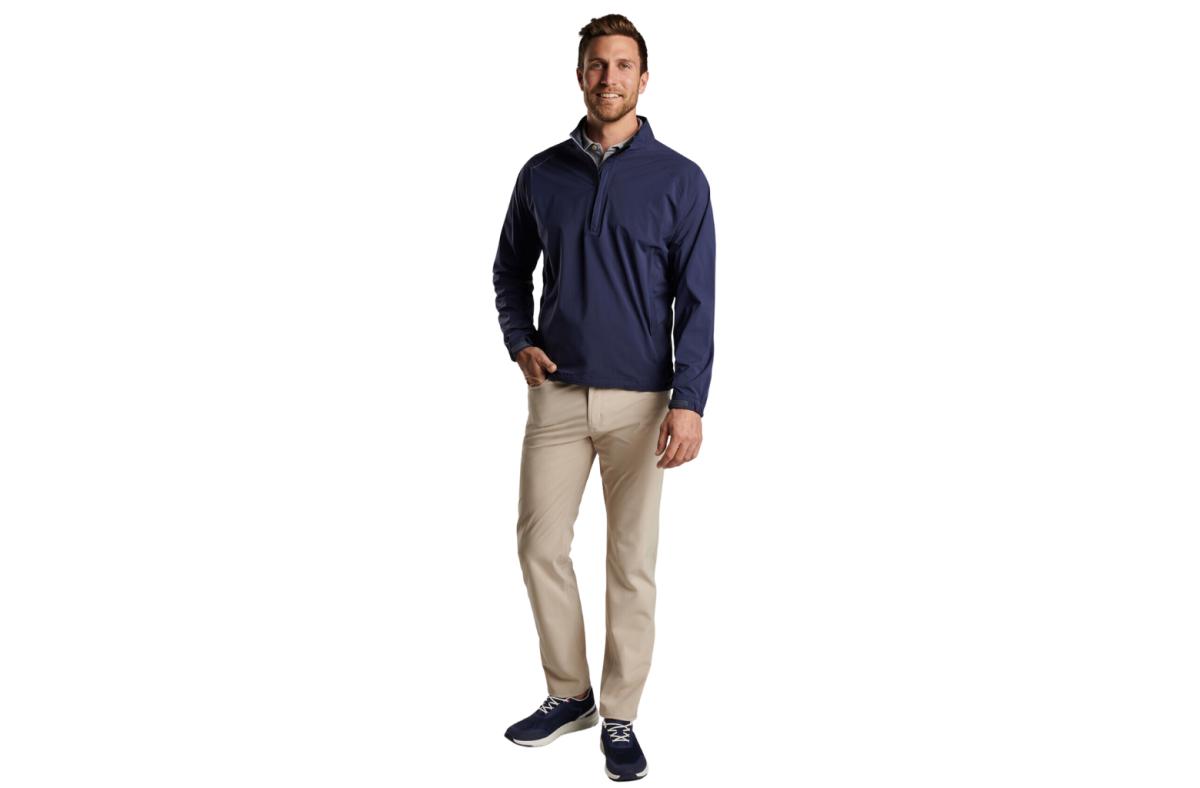 Peter Millar Men's Navy Shield Rain Shell Half-Zip Jacket