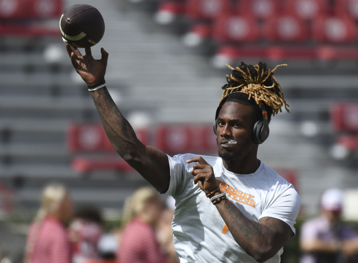 Tennessee Volunteers QB Joe Milton III during pregame warmups against Alabama. (Photo by Gary Cosby Jr. of USA Today Sports)