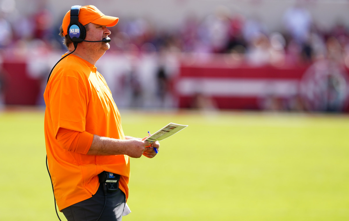 Tennessee Volunteers HC Josh Heupel during the loss to Alabama. (Photo by John David Mercer of USA Today Sports)