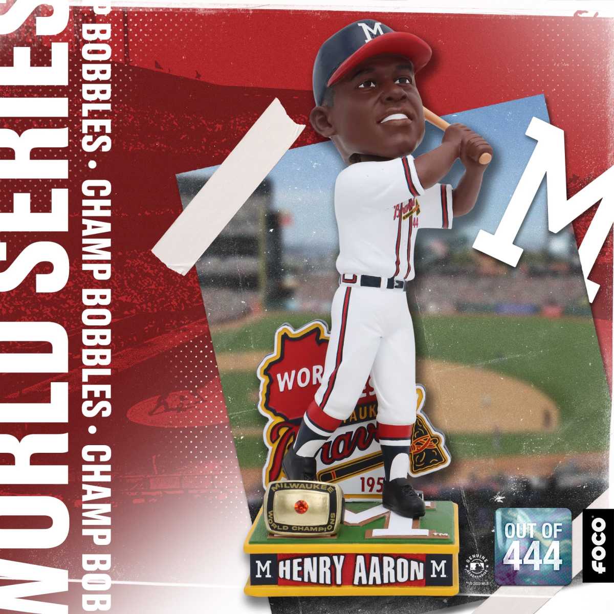 FOCO Hank Aaron 1957 Milwaukee Braves World Series bobblehead